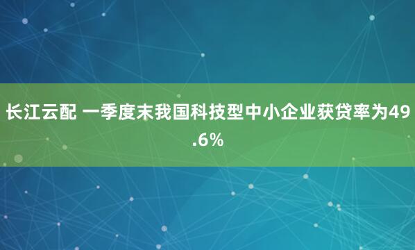 长江云配 一季度末我国科技型中小企业获贷率为49.6%