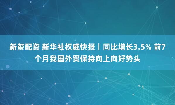 新玺配资 新华社权威快报丨同比增长3.5% 前7个月我国外贸保持向上向好势头
